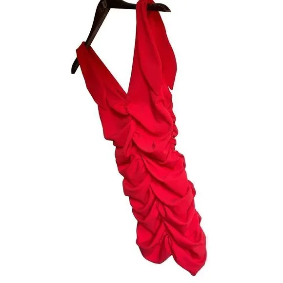 Ruched Tie It Down Crepe Mini Dress - Picture 2 of 16